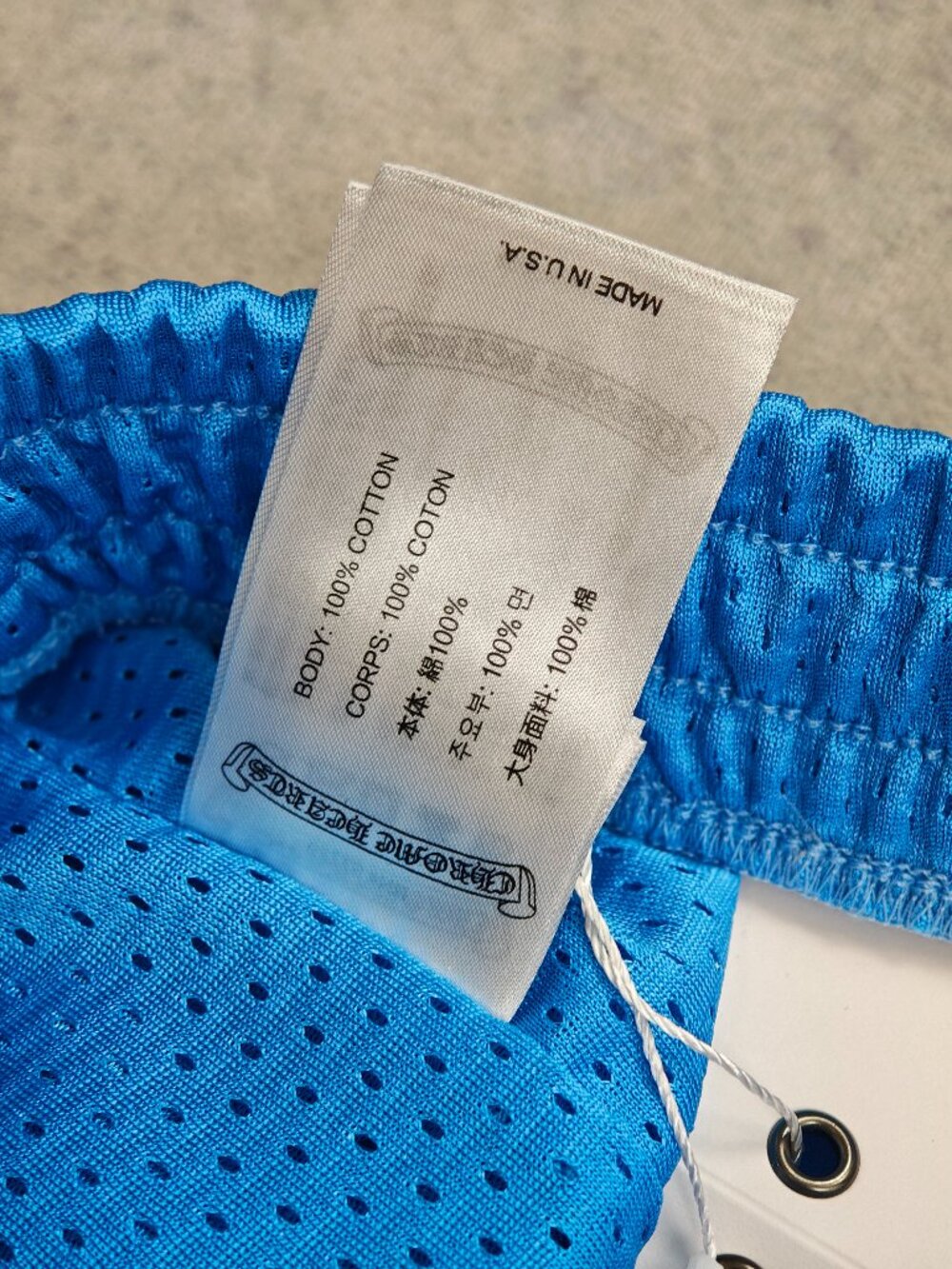 Chrome Hearts Light Blue Mesh Casual Shorts, L - Picture 6 of 9